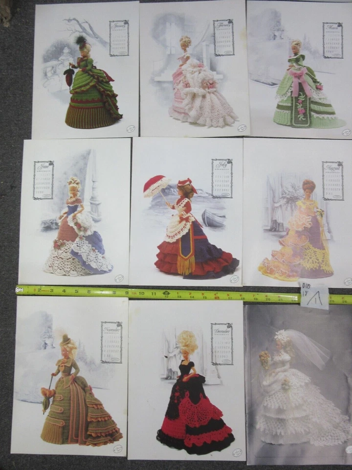 13 Annie's Attic '93 Calendar Crochet Clothes Fashion Doll Patterns Lot +Wedding - Image 3 of 4