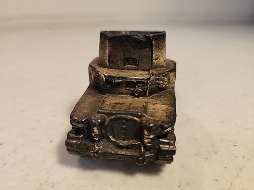 Calamaio carro armato esercito ottone massiccio vintage anni 30 - Foto 4 di 7