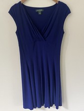 Lauren Ralph Lauren Womens Size 4 Dress Purple Ruched Short Sleeve Cocktail 