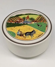 Villeroy  & Boch  Naif Farmer Porcelain Trinket Box signed LAPLAU