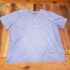 Light Blue Solid Color Scrub Top Nurse Uniform Womens Shirt Size Medium