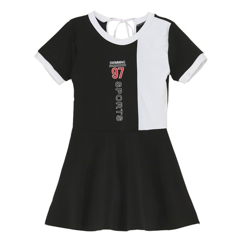 Girls Swimsuit Pool Dress Short Sleeve Skirt A-line Sunsuit Quick-dry Costume - Picture 11 of 28