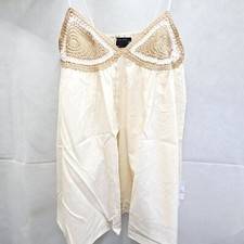 NEW ASOS DESIGN CUPPED CROPPED MINI SUNDRESS COTTON/LINEN BLEND STONE SIZE 10