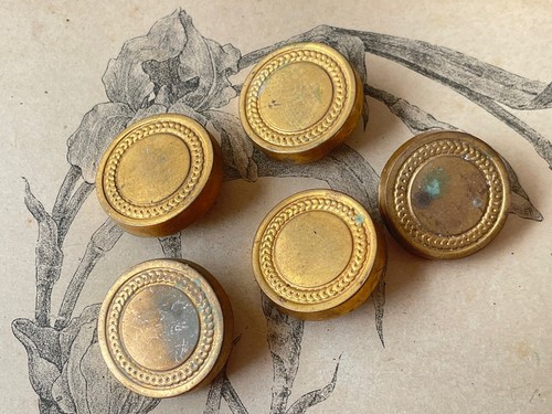Lot De 6 Anciens Boutons En Verre - Diamètre 22 Mm - Tons Neutres - Mercerie Vintage