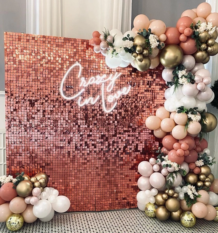 Rose Gold Shimmer Wall Backdrop 10 pcs Sequin wall panels for Party Backdrop - Image 4 of 4