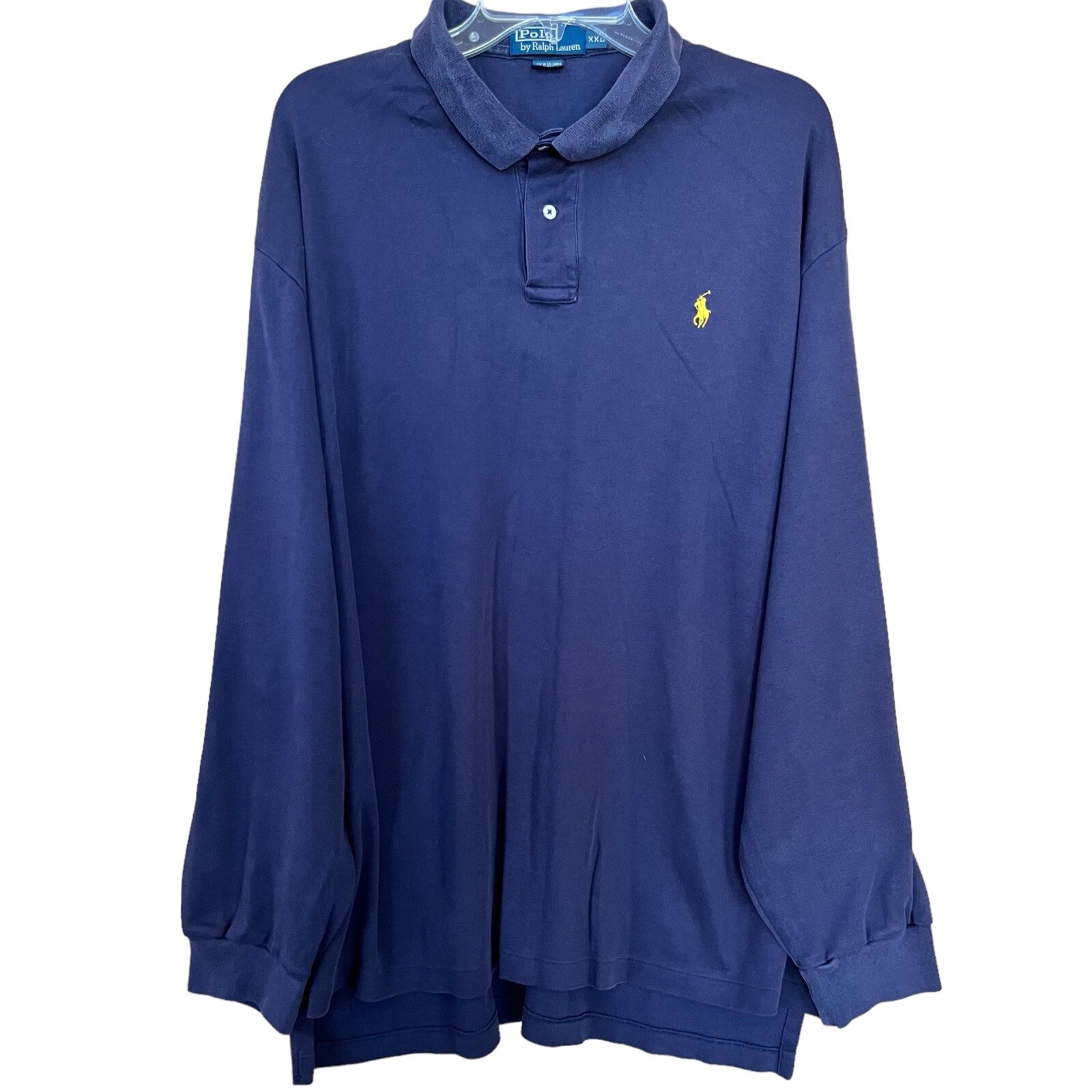 Polo By Ralph Lauren Camicia Uomo XXL Blu Giallo Pony Blu Etichetta Country Club Golf