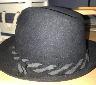 ROLAND HUT BLACK TRILBY HAT 55 CM - SCHÖNER ZUSTAND - FREE POST FEDORA RARE