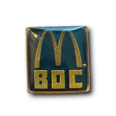 McDonald s Pin BOC 1990s HU Basic Operations Course Black & Gold Metal Lapel Pin