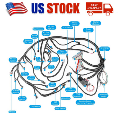 For LS SWAPS DBC 4.8 5.3 6.0 1999-2006 LS1-4L60E Wiring Harness Stand Alone NEW