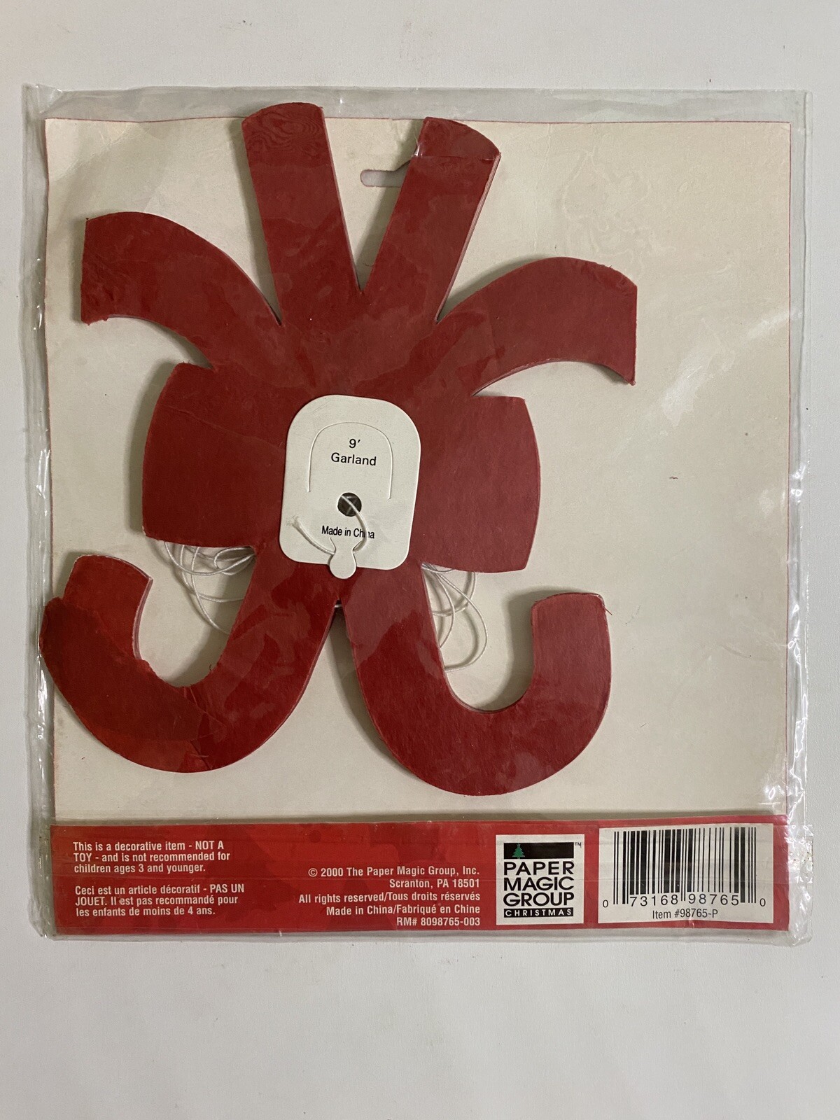 Vintage Tissue Garland Paper Magic Group Christmas Candy Cane Bows