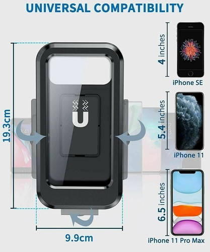 Motorbike Bike Phone Holder Waterproof Case Handlebar For iPhone 15 14 Pro Max - Picture 6 of 13