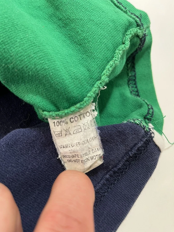 Camisa polo vintage de algodón pesado azul/verde RUGBY World para hombre LRG trébol ¡USADA EN EXCELENTE ESTADO! Foto 4 de 4