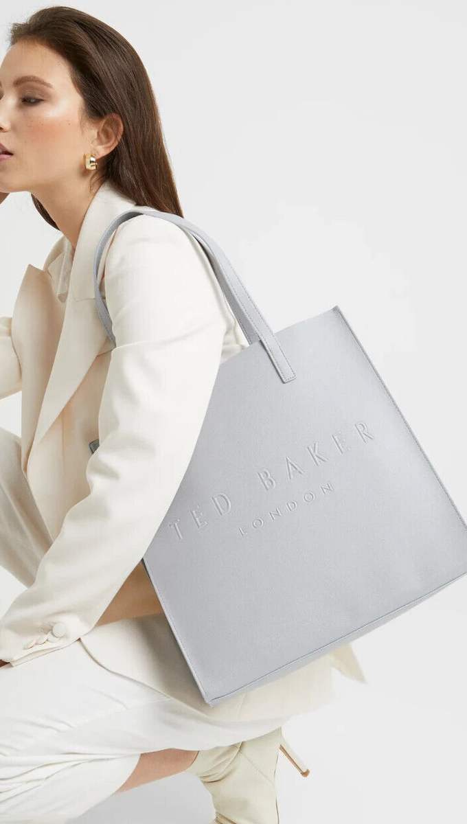 Ted Baker Large icon Crosshatch Icon grey Bag shoulder handbag NEW