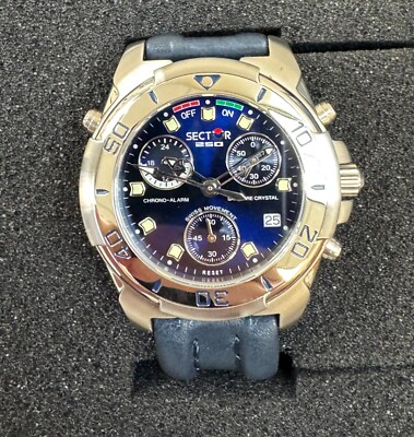 Sector 250 Chrono Alarm 2 Swiss Movement  Blue Dial Leather Strap