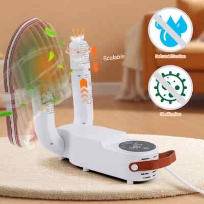 2 Tubes Shoe Glove Boot Dryer w/ Heat Blower Rack Timer Quick Drying Foldable US