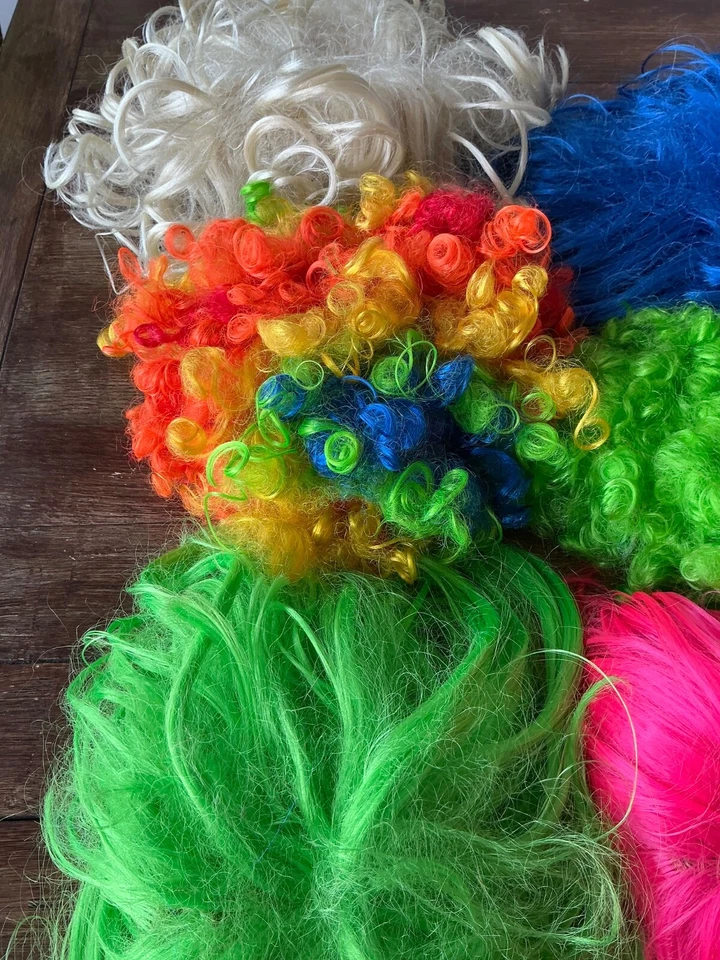 6x Coloridas Pelucas de Fiesta Estilos Mixtos Orgullo Festival Carnaval Vestido Elegante Divertido Foto 4 de 4