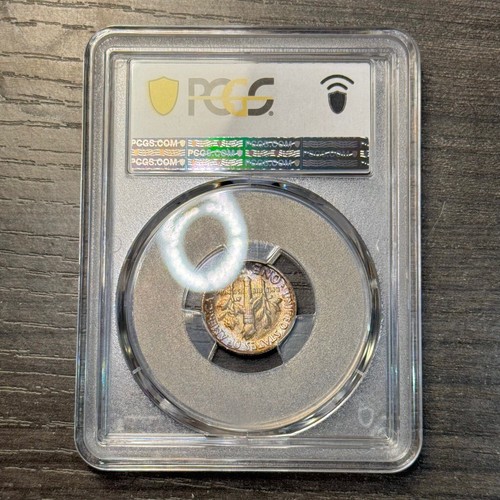 MS66 1958 10C Roosevelt Silver Dime, PCGS Trueview- Deep Blue Mint Set Toned - 第 4/7 張圖片