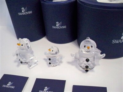 SWAROVSKI SNOWMAN SNOW WOMAN & LITTLE SNOWMAN SET | eBay