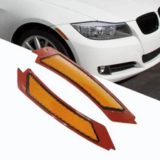 Pair Front Bumper Reflectors For 2009-11 BMW E90 E91 LCI Amber Side Marker Light
