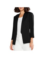 Nic+zoe Womens Black Open Front Bracelet Sleeves Shoulder Pads Blazer Jacket 14