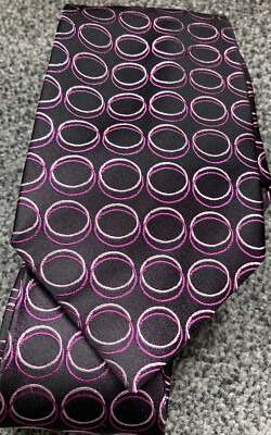 Herrenkrawatte 100 % Seide schwarz lila 3D geometrisch 3,75'' breit 55'' lang