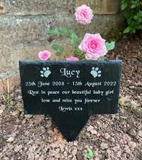 Personalised Engraved Pet Memorial Slate Stone Grave Marker Stake Plaque Dog Cat