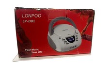 LONPOO Portable Boombox - CD Player Bluetooth USB MP3 AUX FM Radio Portable B...