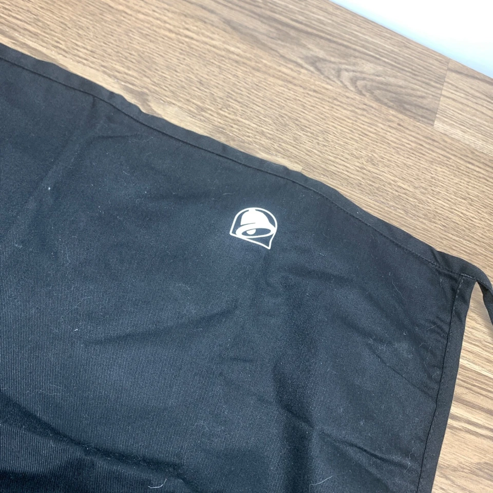 TACO BELL CREW UNIFORM BLACK COTTON TWILL TIE BACK WAIST APRON UNISEX - Image 2 of 4