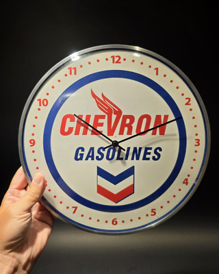 12'' Antique Vintage Style Round Chevron Gasoline Oil Wall Clock Sign