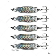 5pcs 1oz Silver Chrome crocodile Spoon trolling flutter Casting Jigs Metal Lure