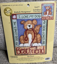 Candamar Designs Best Friend, I Love My Dog Embellished Cross Stitch Kit NEW