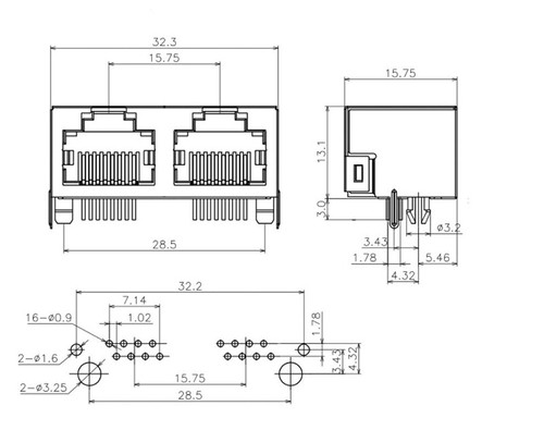 RJ45 Network Interface Socket Ethernet Cable Female Head With Light Transformer - Photo 16/20