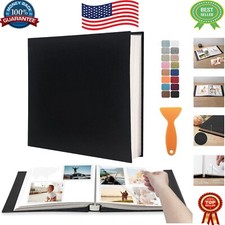 Elegant Large Self-Adhesive Scrapbook Album for 180 Photos, Linen Cover