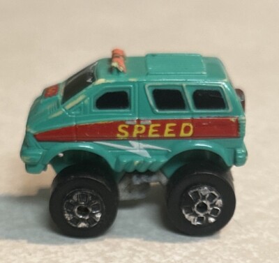 Vintage 1987 Road Champs Speed Turquoise Van Miniature Micro Toy Vehicle