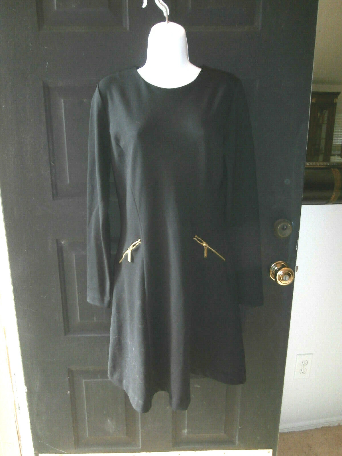 NEW NWT MICHAEL KORS DRESS SZ 8 SMALL MED BLACK G MK LOGO STRETCH $199