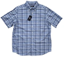 Daniel Cremieux Classics Nwt Blue Check Plaid 100% Cotton Short Sleeve Shirt L