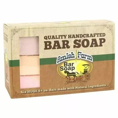 Amish Farm Handcrafted Natural Ingredients Bar Soap 6 Huge 6+ oz Bars in Box