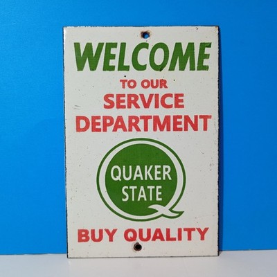 Vintage Quäker Staatsdienst Porzellan Emailschild 6'' x 4'' Zoll