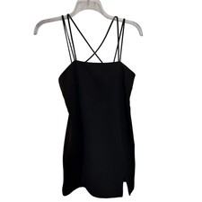 5315) Zara Women Small Black Strappy Goth Cocktail Mini Dress