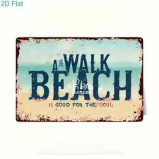 A Walk on the Beach Retro Metal Sign Coastal Lover Home Wall Hanging Decoration