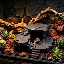 Reptile Basking Rock Hide Platform Bearded Dragon Lizard Gecko Snake Terrarium