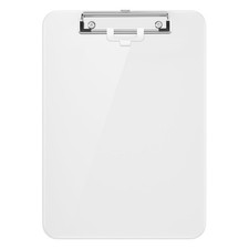 White Plastic Clipboard 8.5x11 A4 Letter Size Pen Holder Low Profile Clip Office