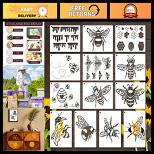 13Pcs Reusable Bee Honeycomb Stencils for DIY Crafts, Painting on Wood Fabri