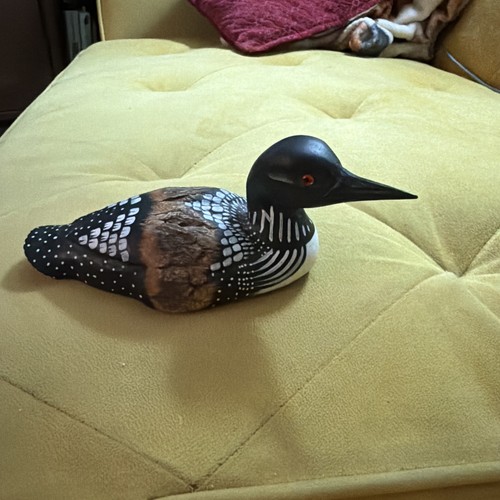 Small Loon Wood Decoy Glass Eyes Handcrafted Adventure Mktg Lansing, MI 6.5”
