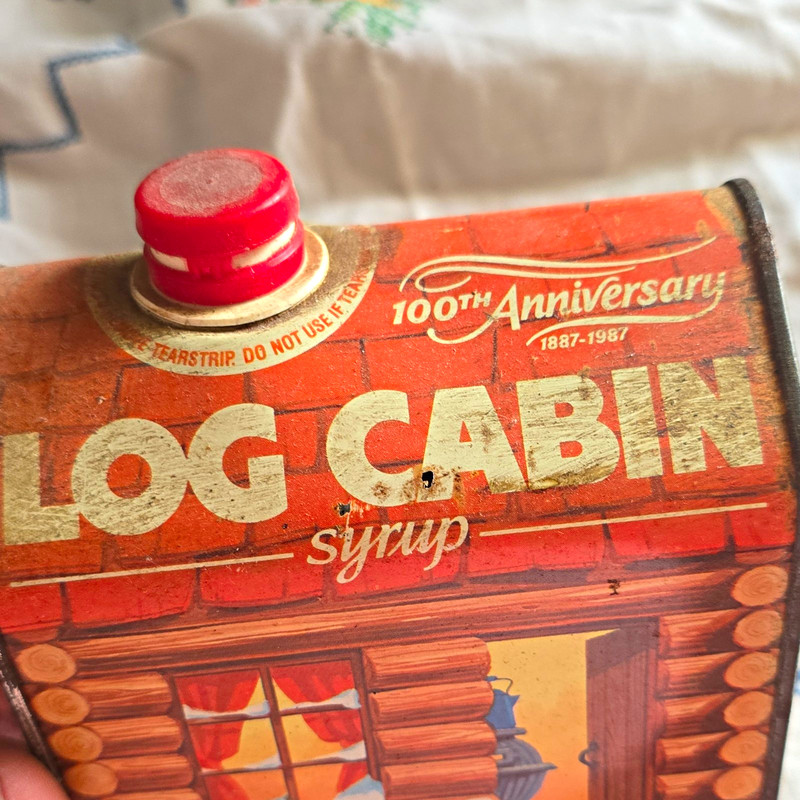 Log Cabin Syrup 100th Anniversary 1887-1987 Tin Can 24 fl oz Red/White