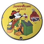 Vintage Sherwin Williams Sign - Paint Brush Painting Gas Pump Porcelain Sign