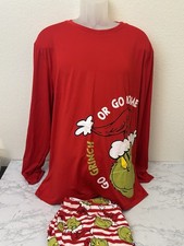 The Grinch Christmas Unisex Pajamas Sz L Red Long Sleeve And Pants Set L
