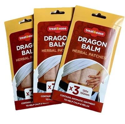 Dragon Balm Herbal Patches -For Deep Heat Muscle Remedy (3 Packs/9 Plasters) New