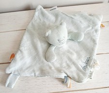 Noukie's doudou carré plat coton bio vert menthe ours paco nouky lola noukies