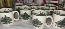 Set of 8~ Spode "CHRISTMAS TREE" England ~ Mugs ~ 3 3/8" Tall 🎄